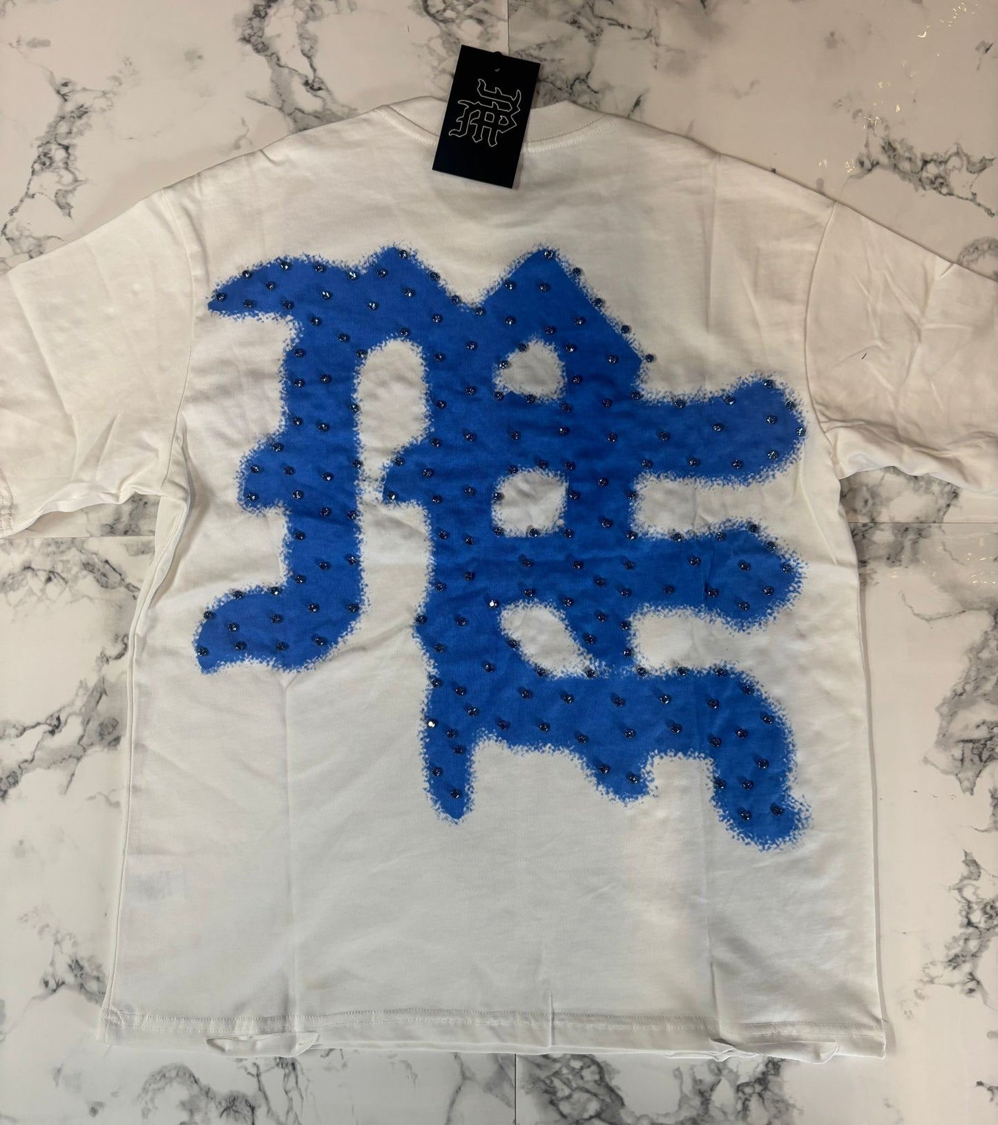 Emotions Never Die – Crop Tee (Blue Rhinestones)