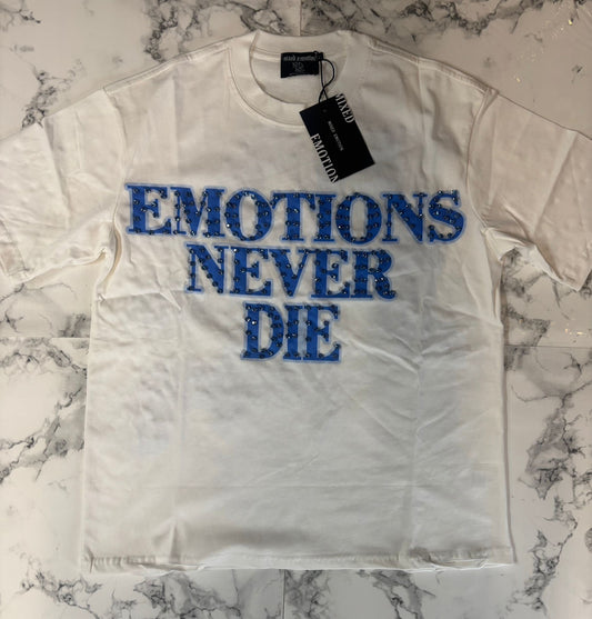 Emotions Never Die – Crop Tee (Blue Rhinestones)