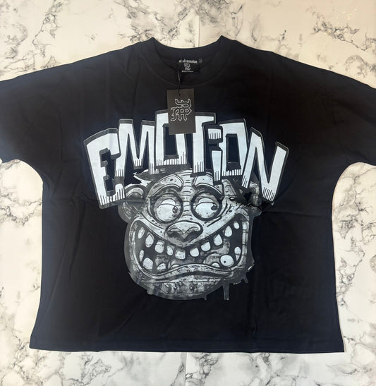 Mixed Emotion Crazy Face Crop Tee